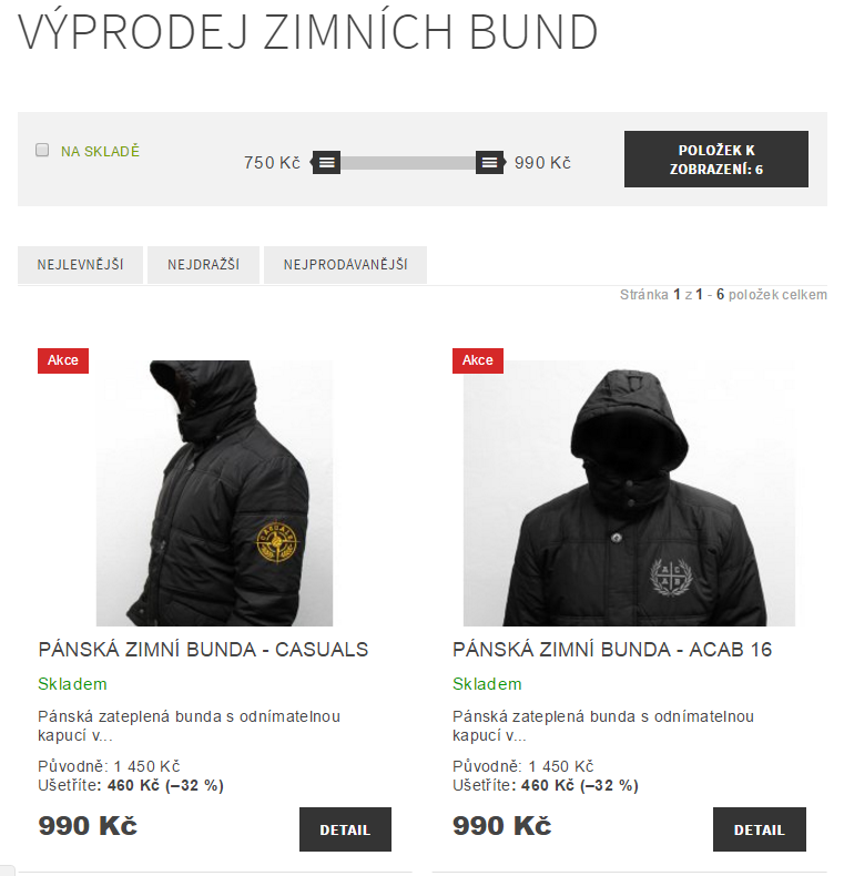 vyprodej zimnich bund